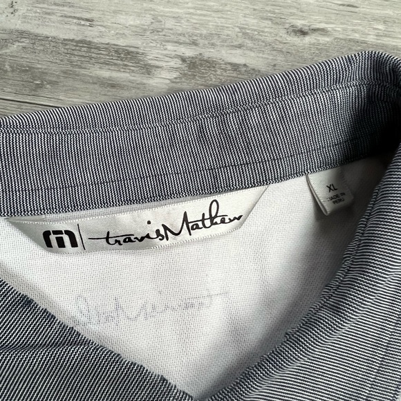 Travis Mathew White w/ Stripe Collar Golf Polo Shirt XL - Picture 5 of 7